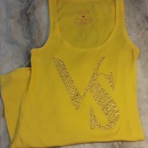 Victoria secret yellow sequined cotton tank